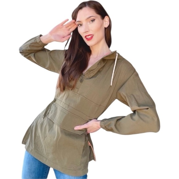 MARINE LAYER  Tacoma Anorak Utility Jacket Women's Oversized Small Green Hooded - Picture 16 of 16